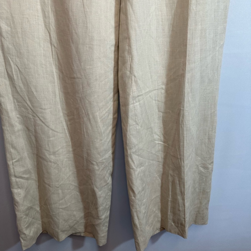 Merona Womens 100% Linen Pants Wide Leg Lined Size 8 Career Business Casual Tan - Picture 7 of 13